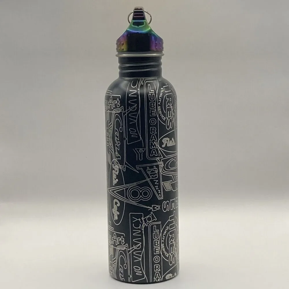 New Disney Parks Cars Land Neon Lights Stainless Steel Water Bottle